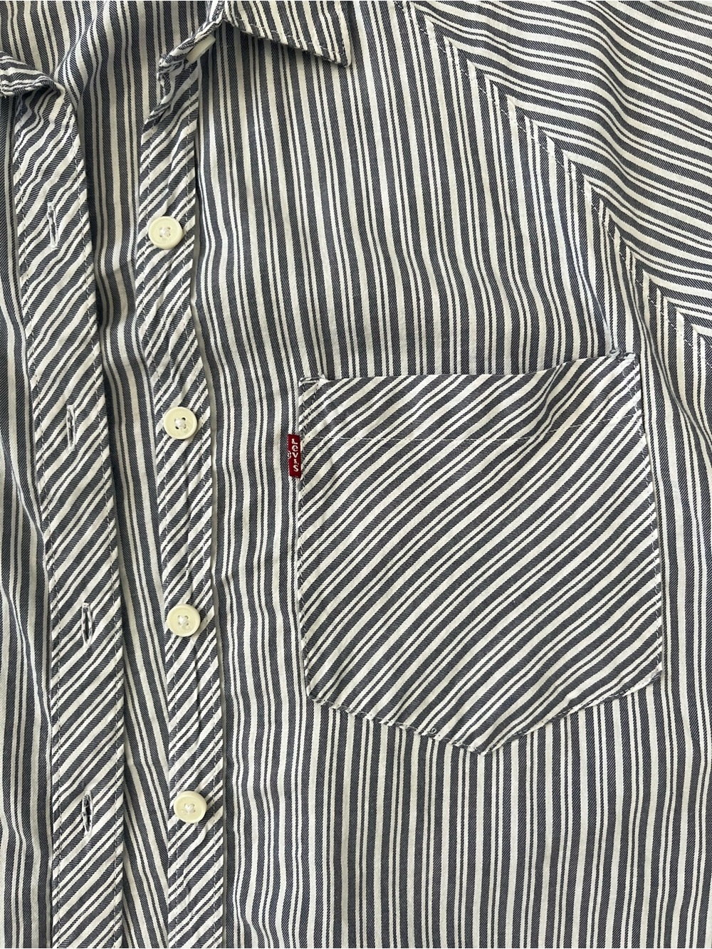 Levi's women’s blue and white  Striped Button-Down Shirt
